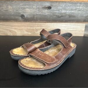 NAOT Karenna Sandals Women's 7/38 Brown Leather Comfort Shoes Adjustable Strap